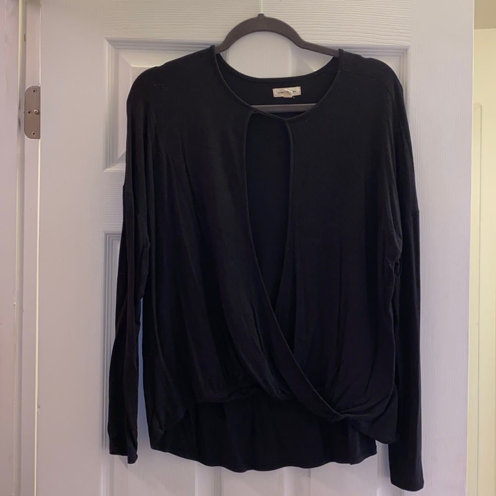 Black long sleeve cut out shirt